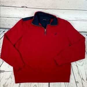 Nautica- Men’s quarter zip red sweatshirt, M